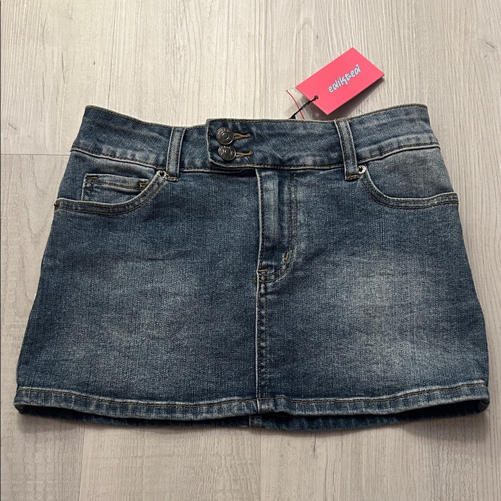 Edikted Dark Wash Denim Skirt